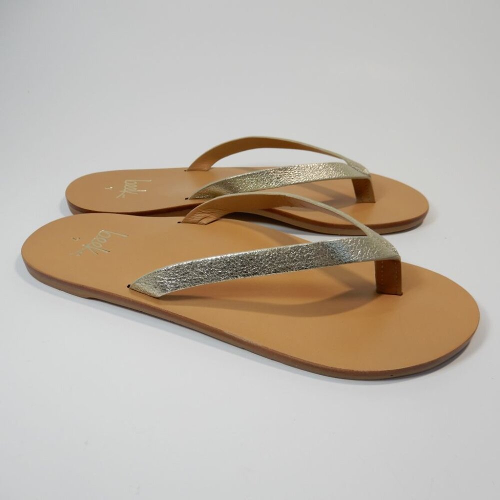 Beek Seabird Thong Flip Flop Slide SANDALS Size 7 Platinum Honey Leather NEW - Picture 7 of 14